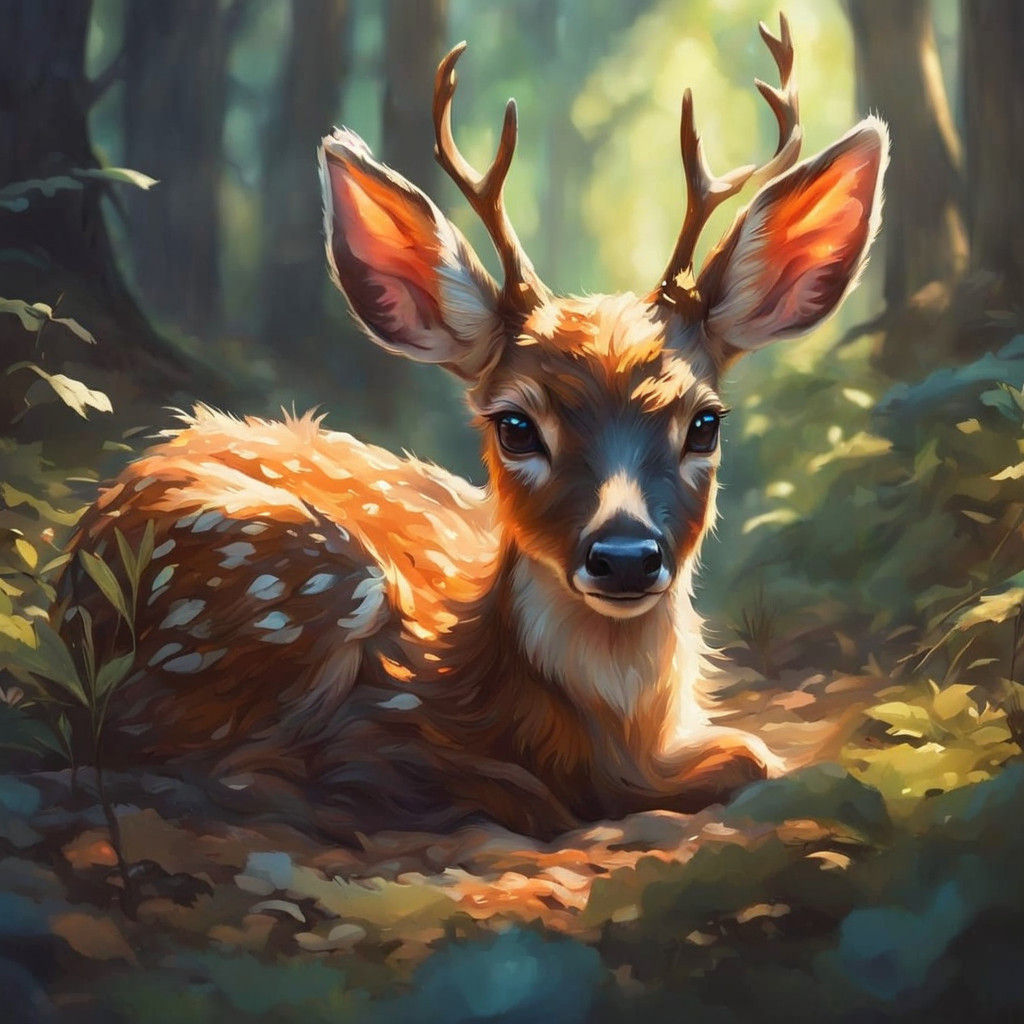 Surreal Portraiture of a Fawn in a Forest Glade