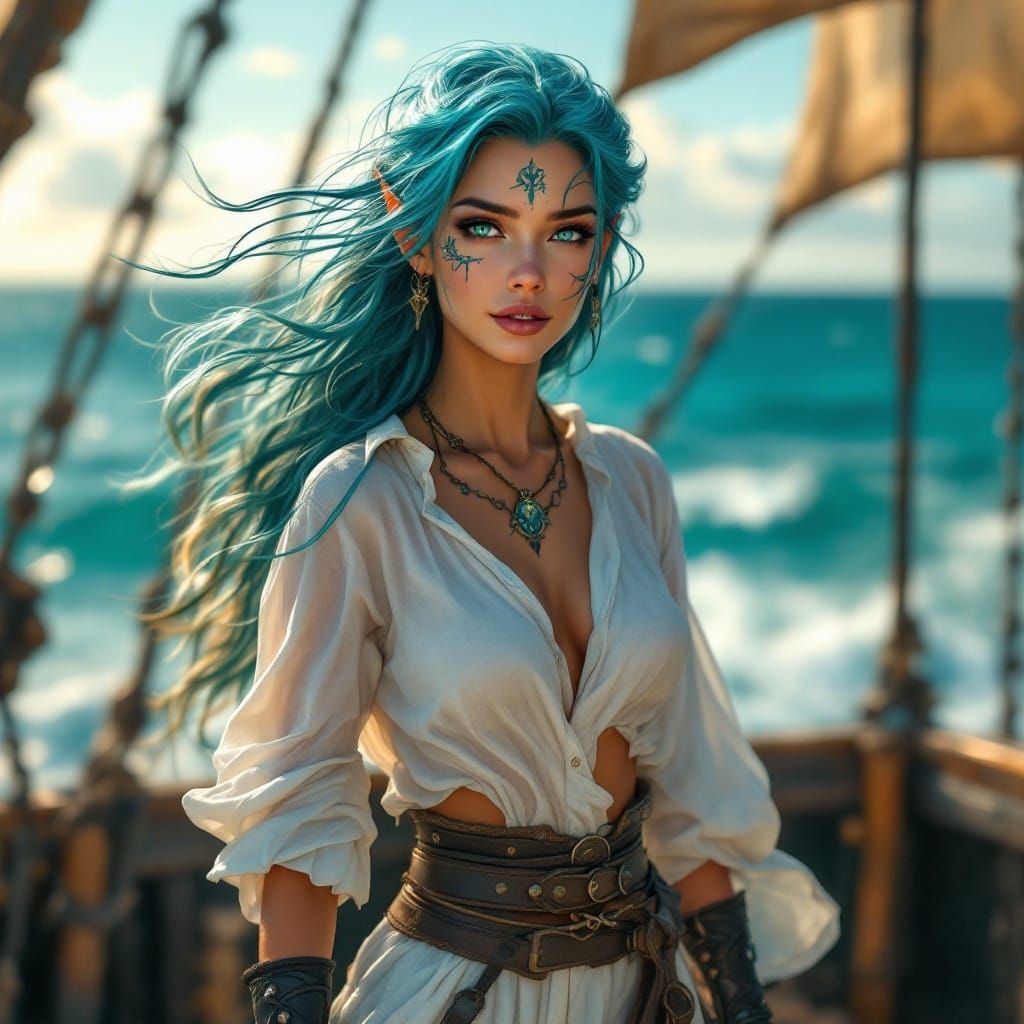 Majestic Sea-Elf Maiden Embarks on Horizon