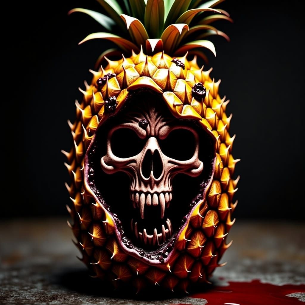Pineapple Skull: Dark Fantasy Horror Concept Art