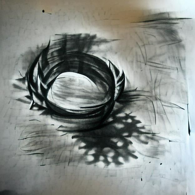 Minimalist Charcoal Sketch: Circle of Shadows
