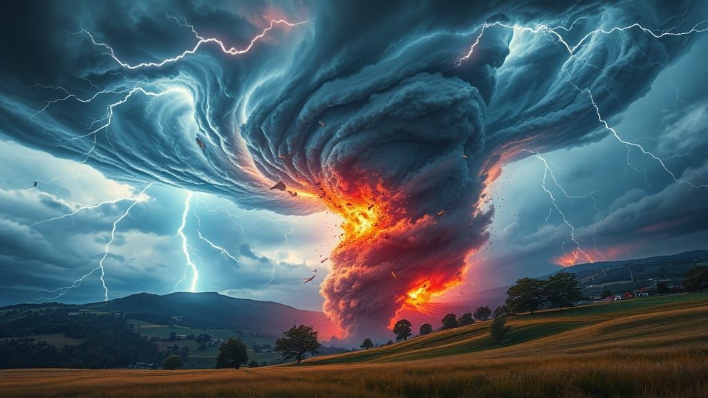 Cosmic Tornado Unleashes Fury on Vibrant Landscape in Dynami...
