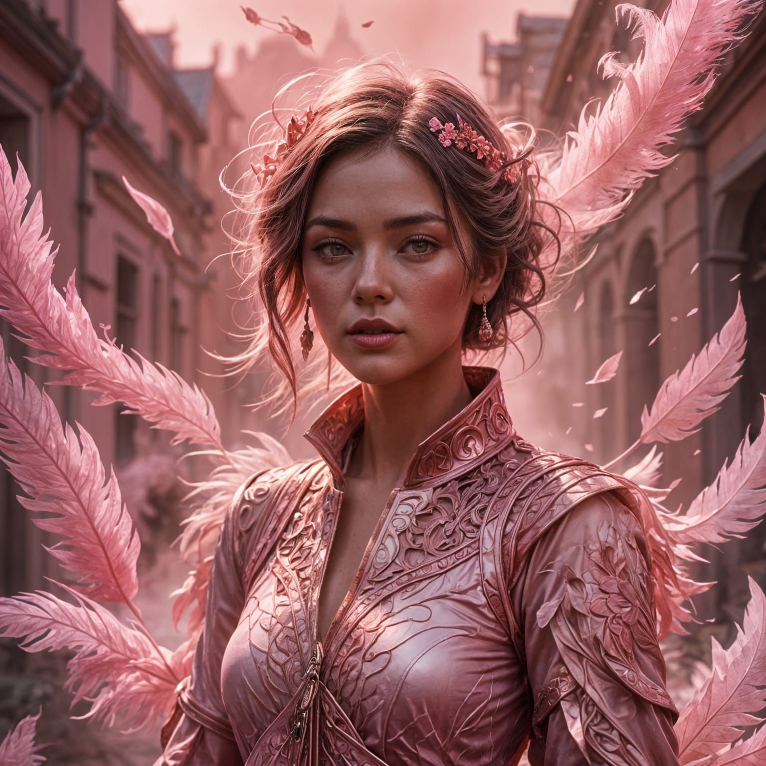 Girl in Pink Shades: Detailed Matte Painting