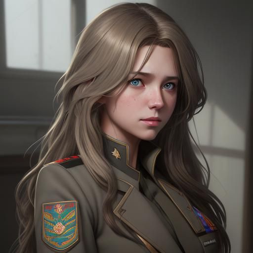 Two Girls in Uniform: Hyperdetailed Art Nouveau Portrait