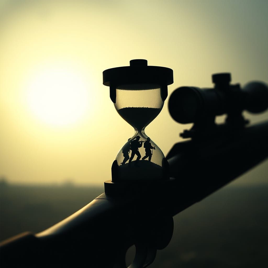 Sniper Rifle Hourglass: Soldiers Mark War's Passage