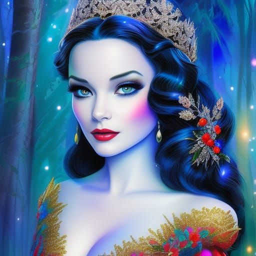 Hyperrealistic Portrait of Snow White in Gown