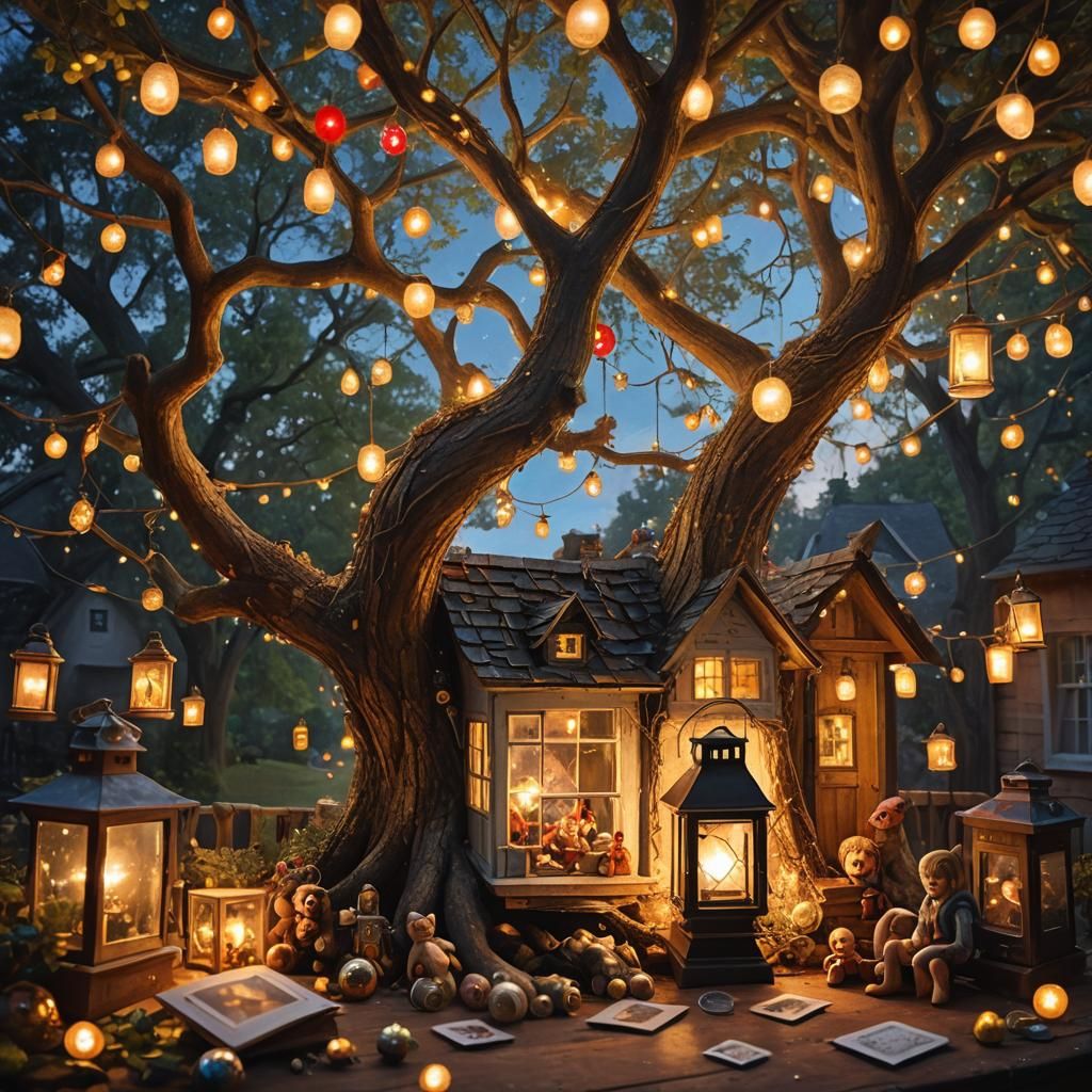 Nostalgic Childhood Memories Collage in Matte Painting Style