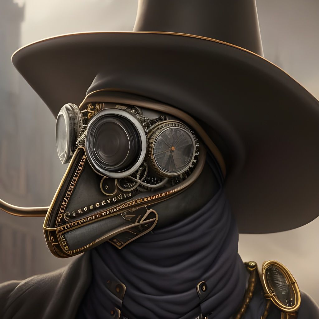 Steampunk Plague Doctor Portrait in Detailed Digital Art