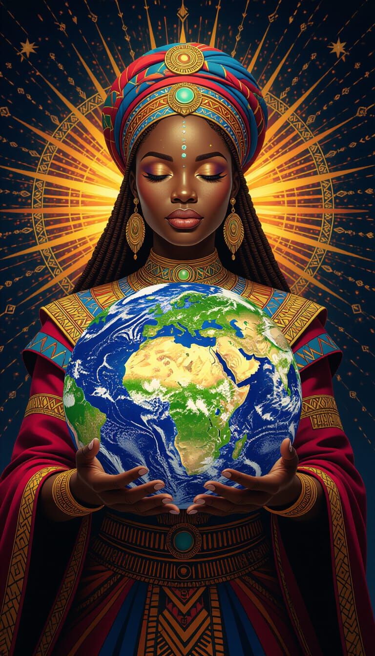 African Earth Mother Guardian: Digital Matte Painting