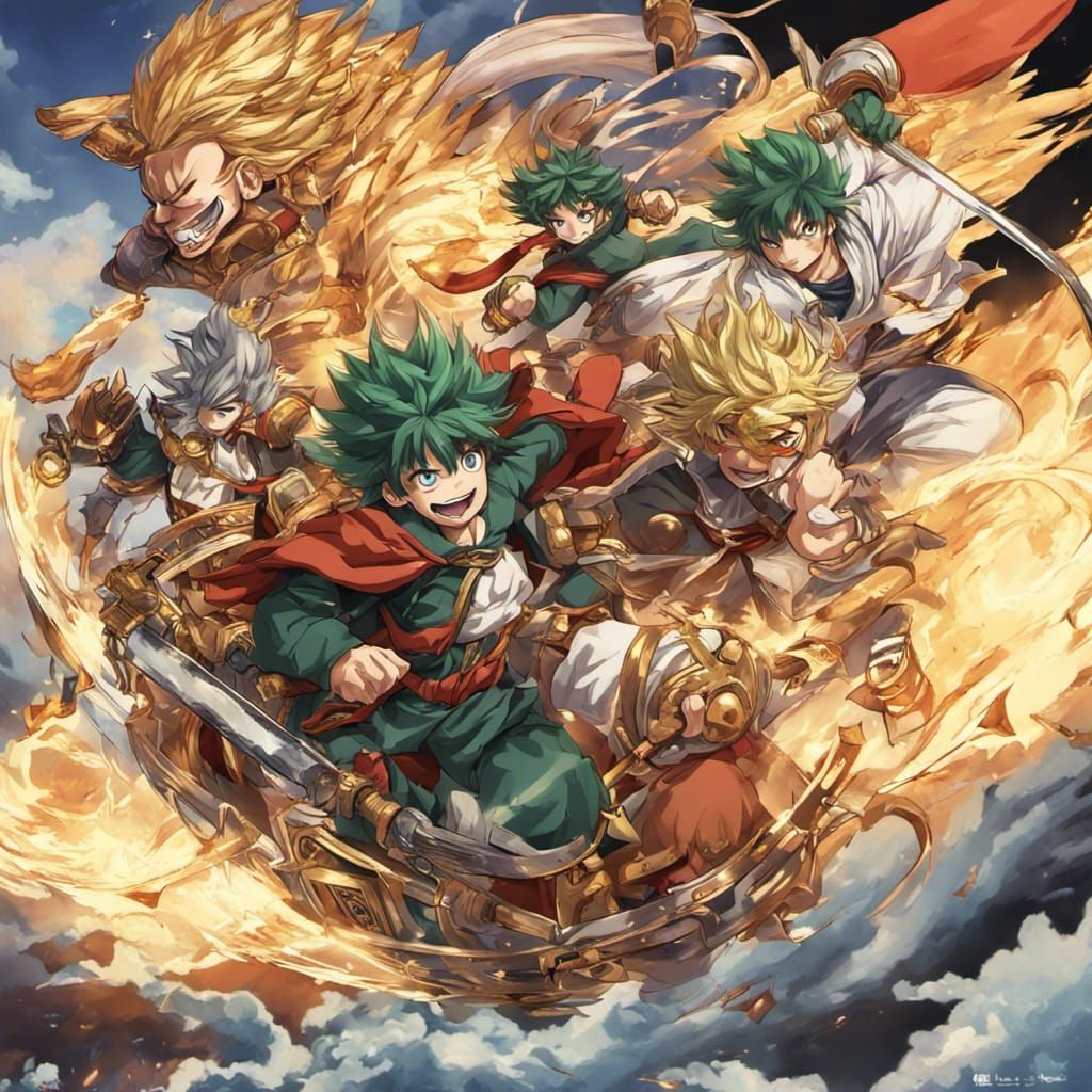 Anime-Inspired Hero in Golden Chariot Battle