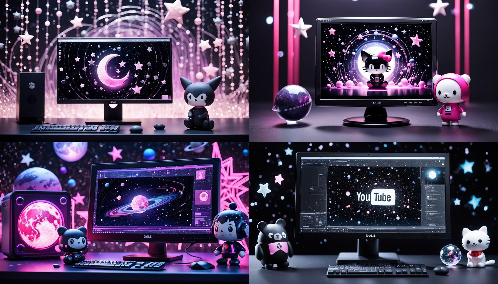 Dark Gray PC Setup with Kuromi Toy