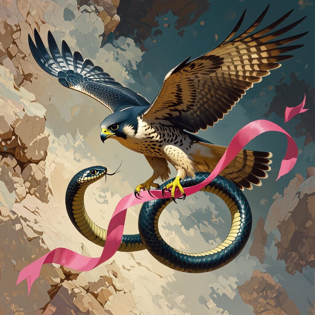 Falcon and Cobra with Pink Ribbon