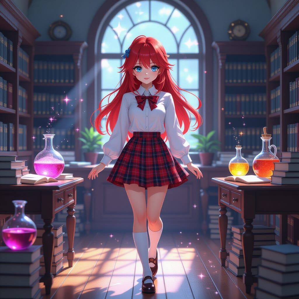 Anime Teen Enters Magic Classroom, 8k Render