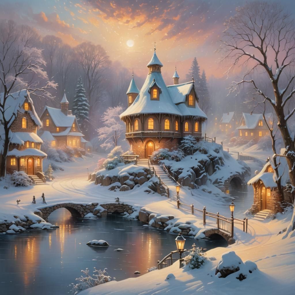 Ethereal Ice House in Winter Landscape