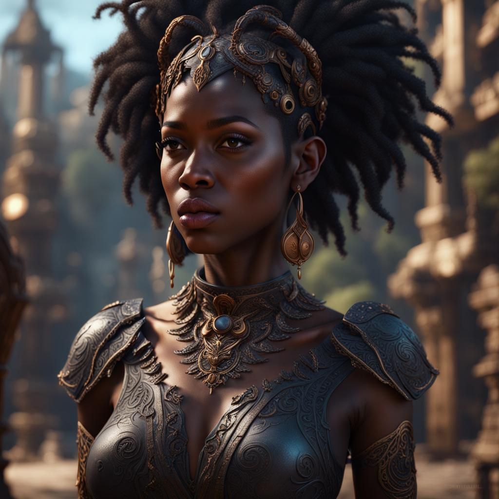 Detailed Matte Painting of a Black Girl