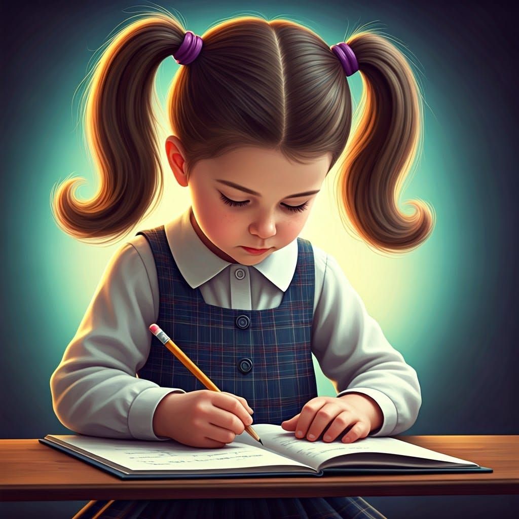 Charming Girl Pursues Learning in Whimsical, Pixar-Inspired...