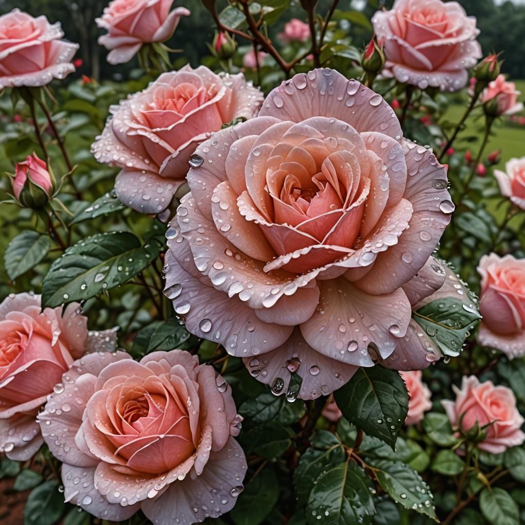 Hyperrealistic Dew Drops on Belinda's Dream Rose