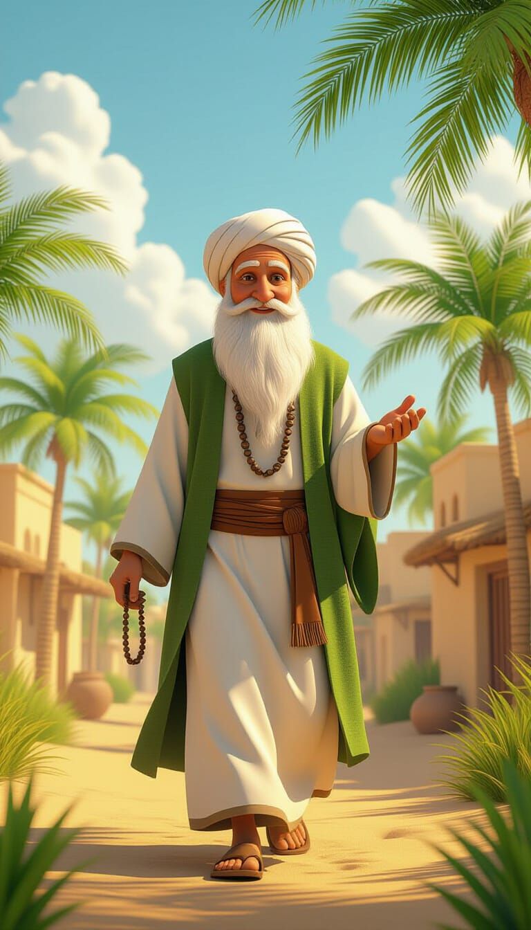 Elderly Sufi Darwesh in Ancient Oasis