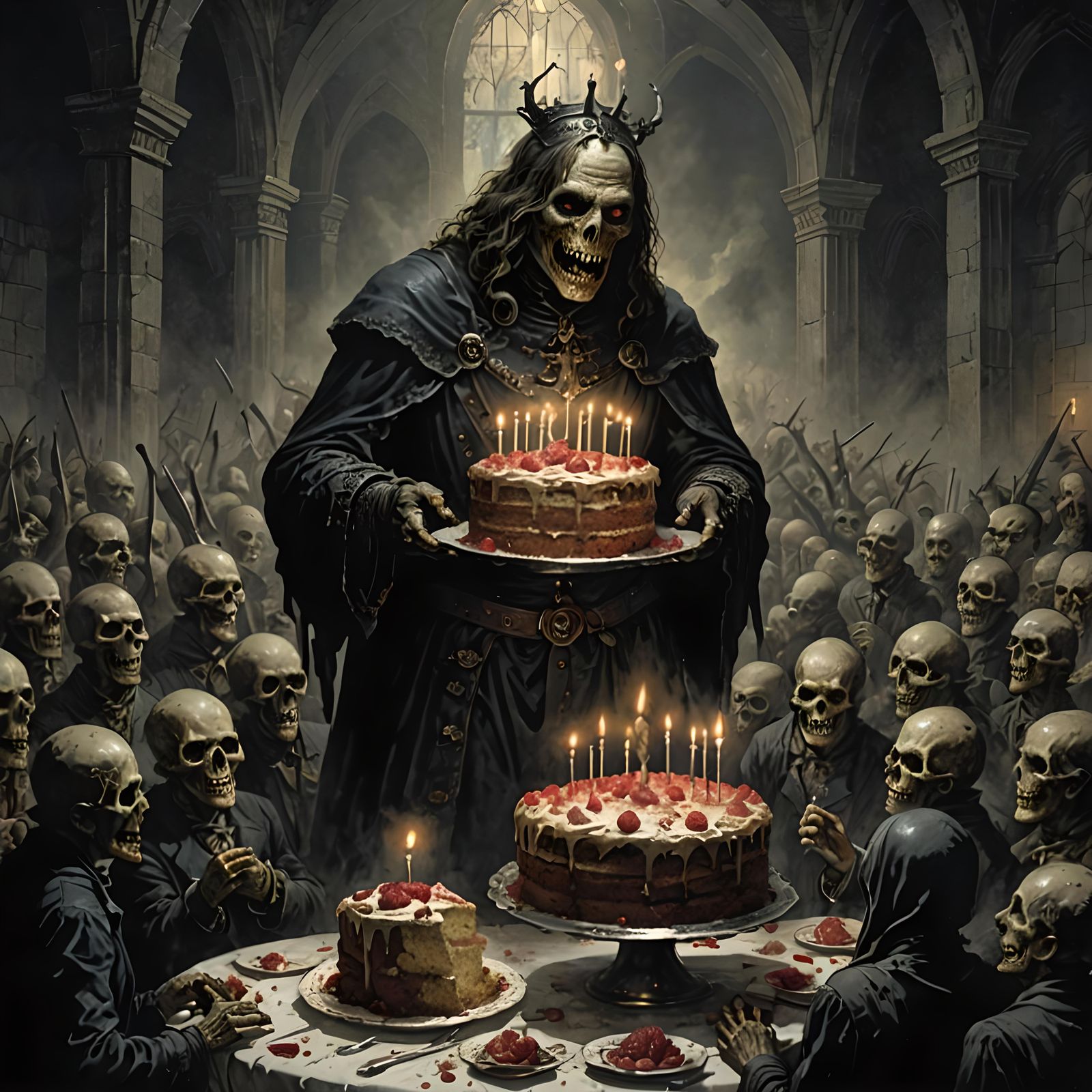 Death Offers Cake: A Horror Illustration