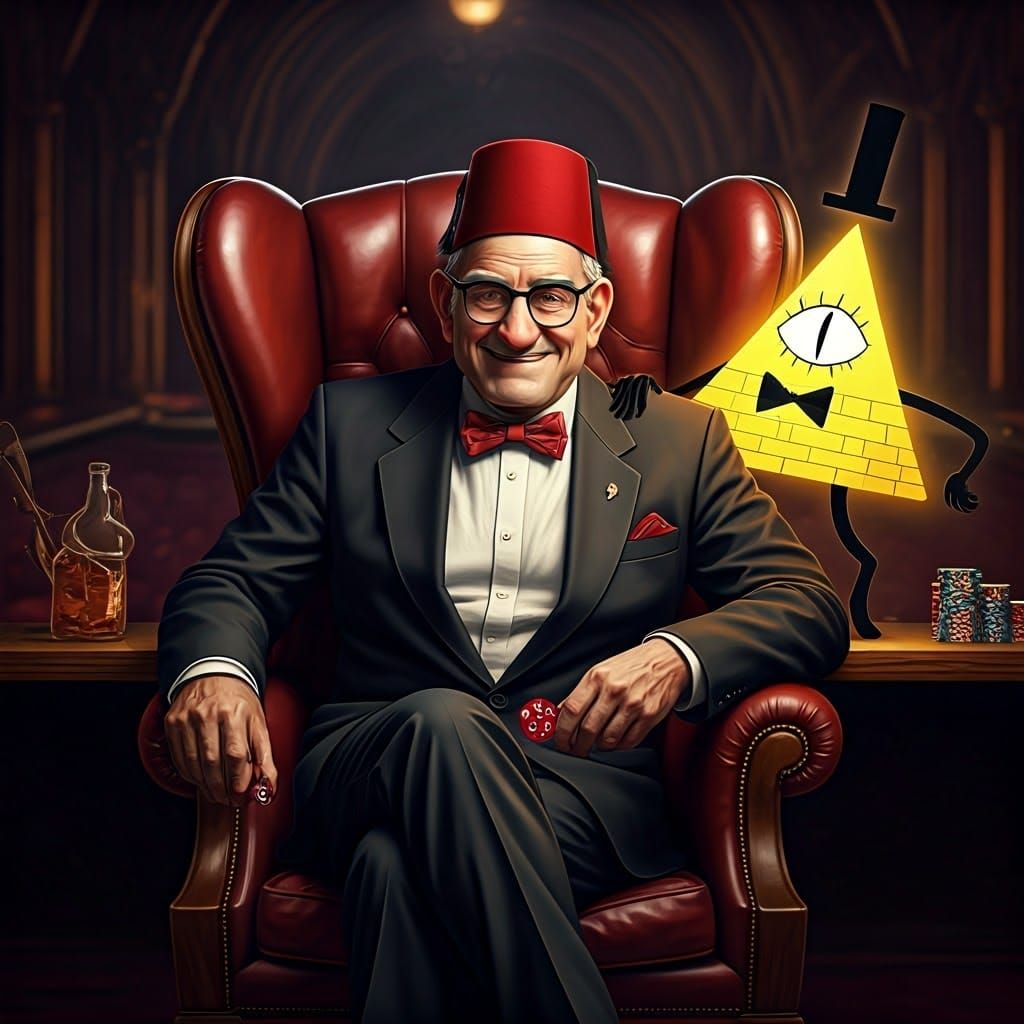 Grunkle Stan and Bill Cipher in Poker Club, Digital Matte Pa...