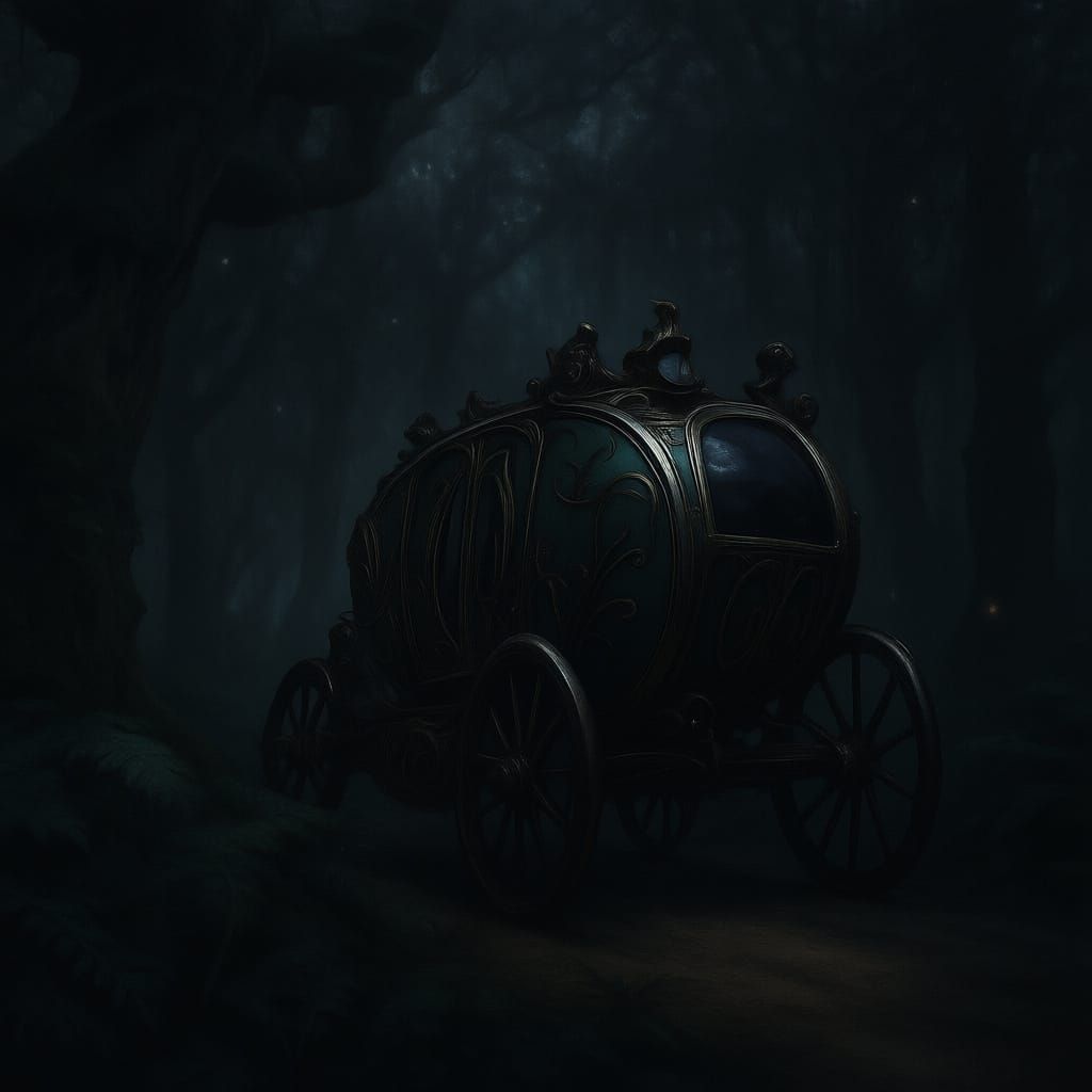 Magical Redwood and Copper Carriage Rolling Through Fantasy ...