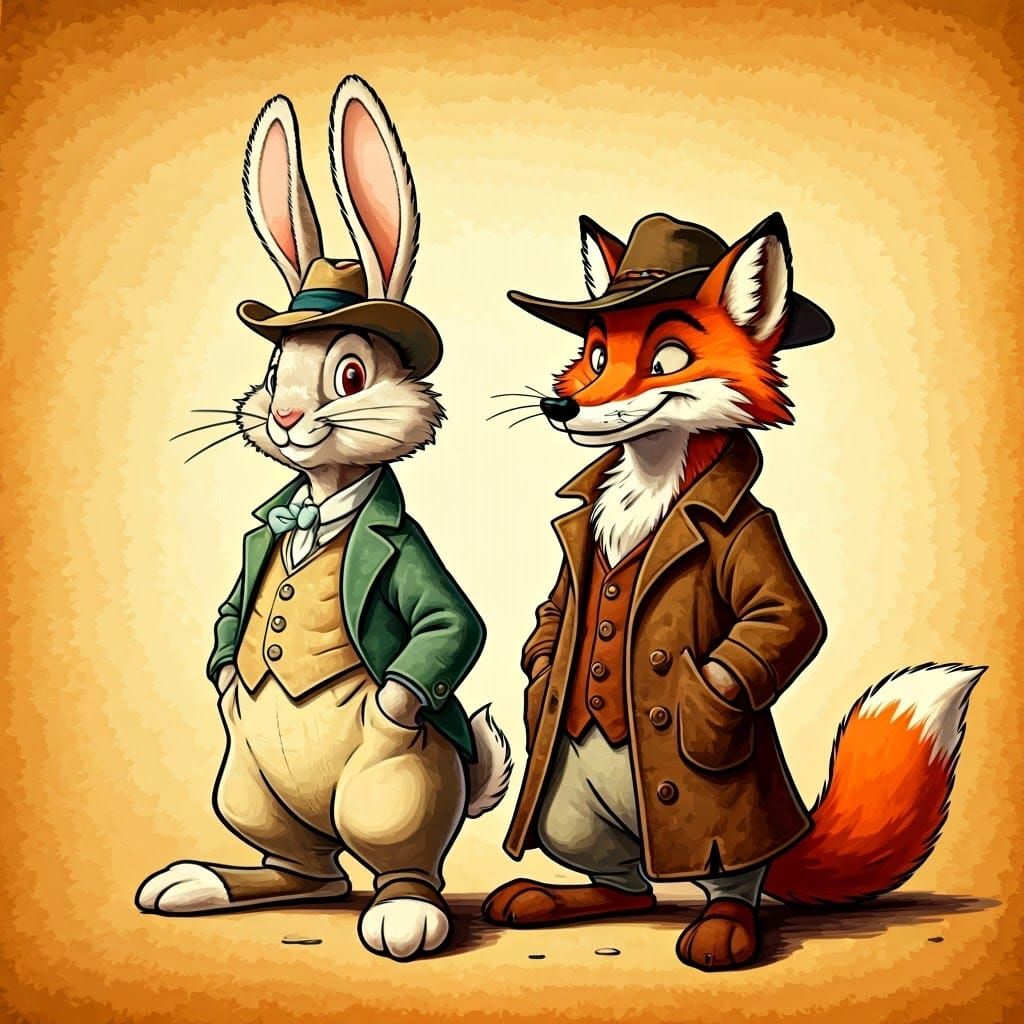 Br'er Rabbit Meets Br'er Fox in Whimsical Forest Setting