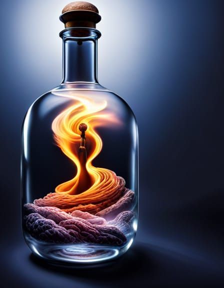 Genie Trapped: Hyperrealistic Cinematic Still