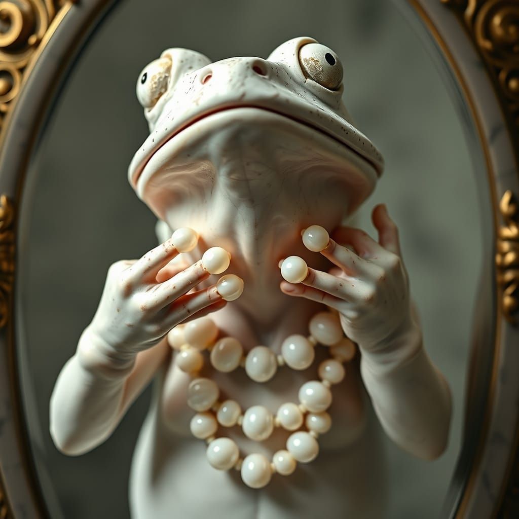 Surreal Shocked Frog Sculpture in Gustave Moreau Style