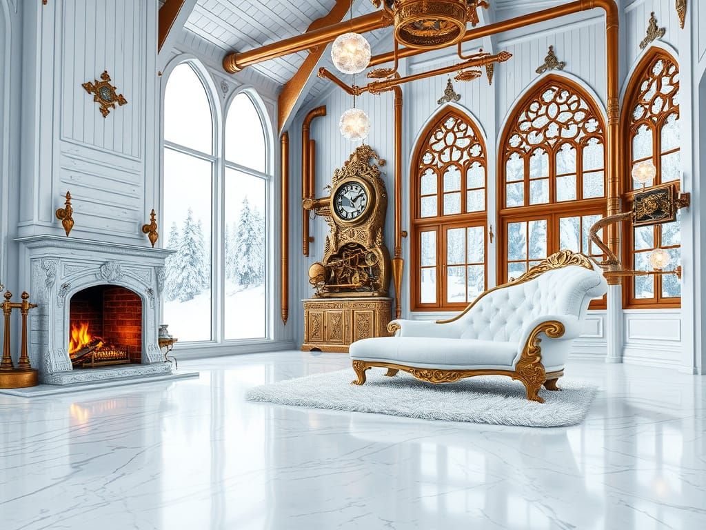 Steampunk Arctic Ice Palace Living Room