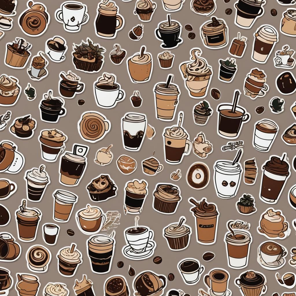 Aesthetic Coffee Stickers: Trendy Visual Collage