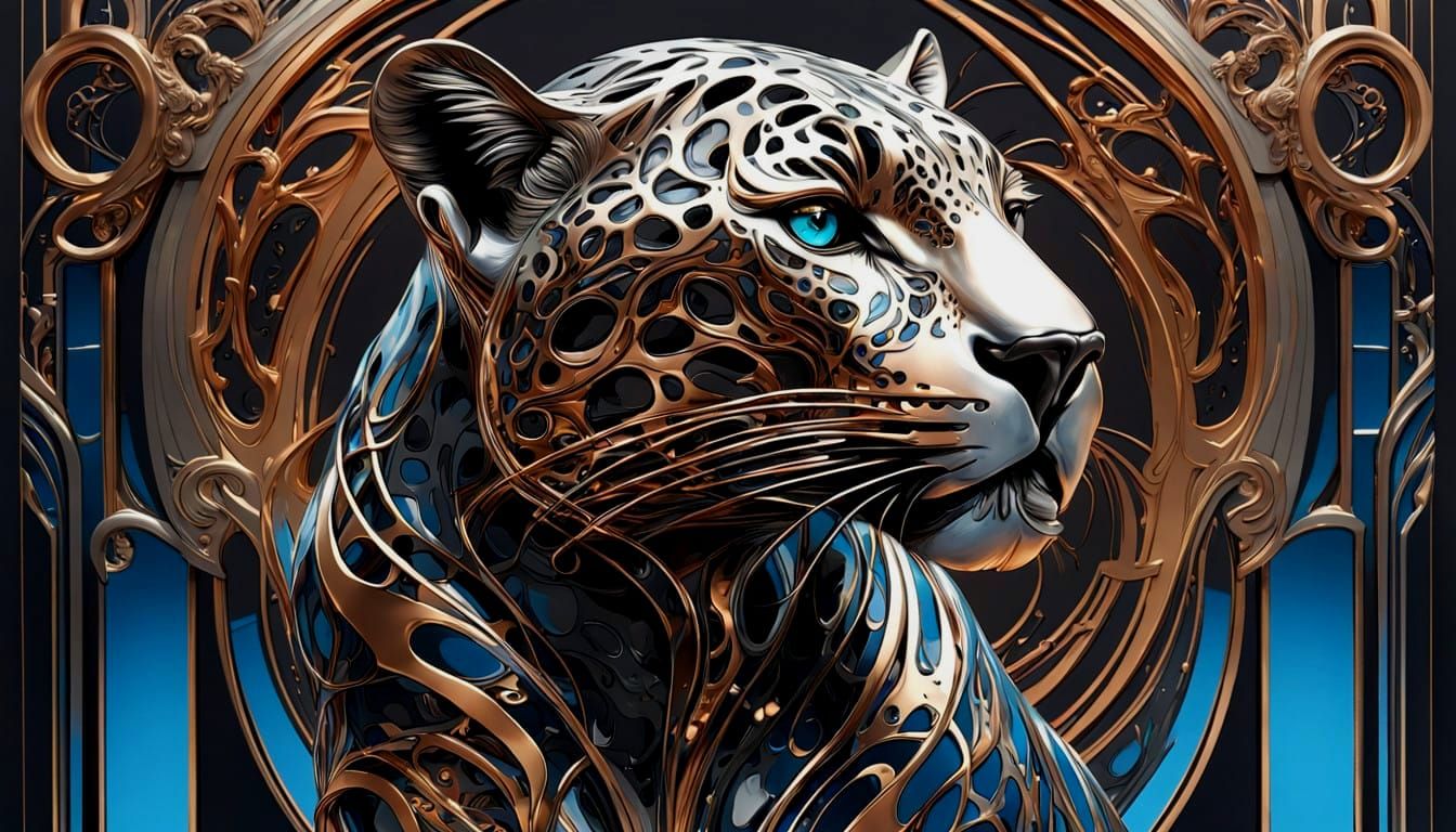 Ethereal Obsidian Jaguar in Metallic Hues