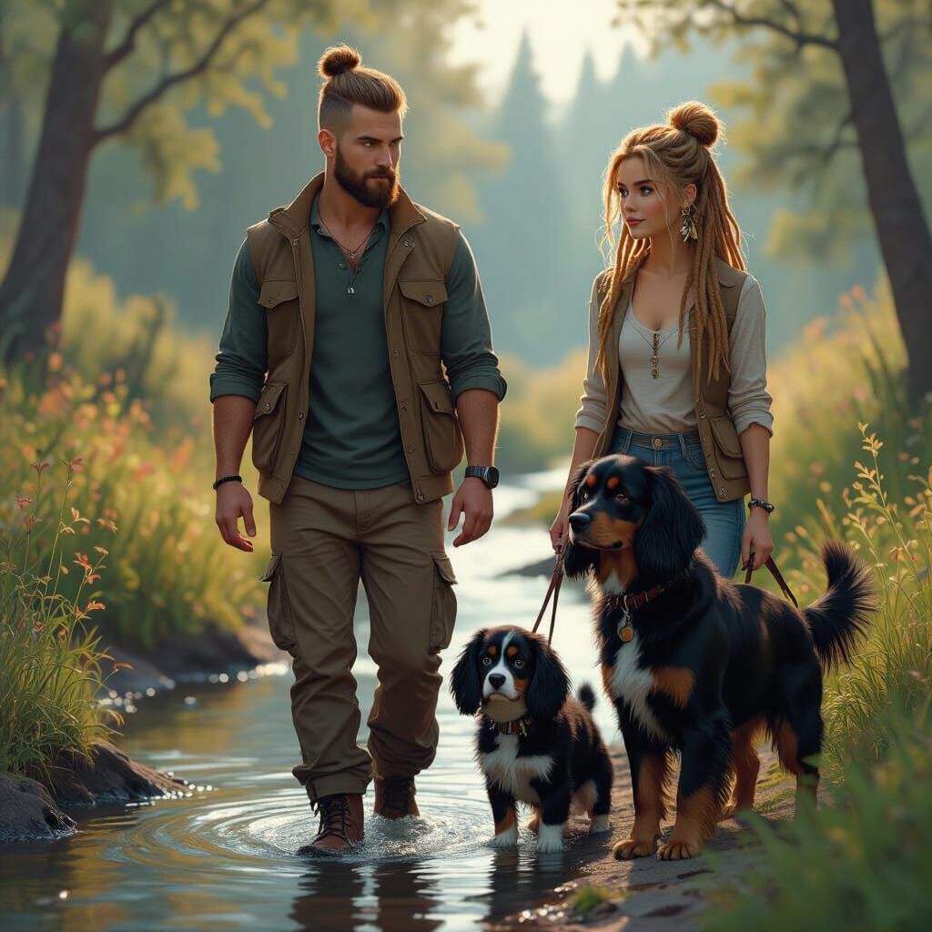 Finnish Man and Blonde Woman in Detailed Matte Painting