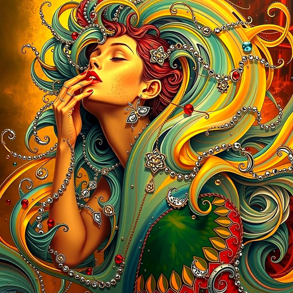 Reflected Glory: Hyperrealistic Hairstyle with Gold Accents