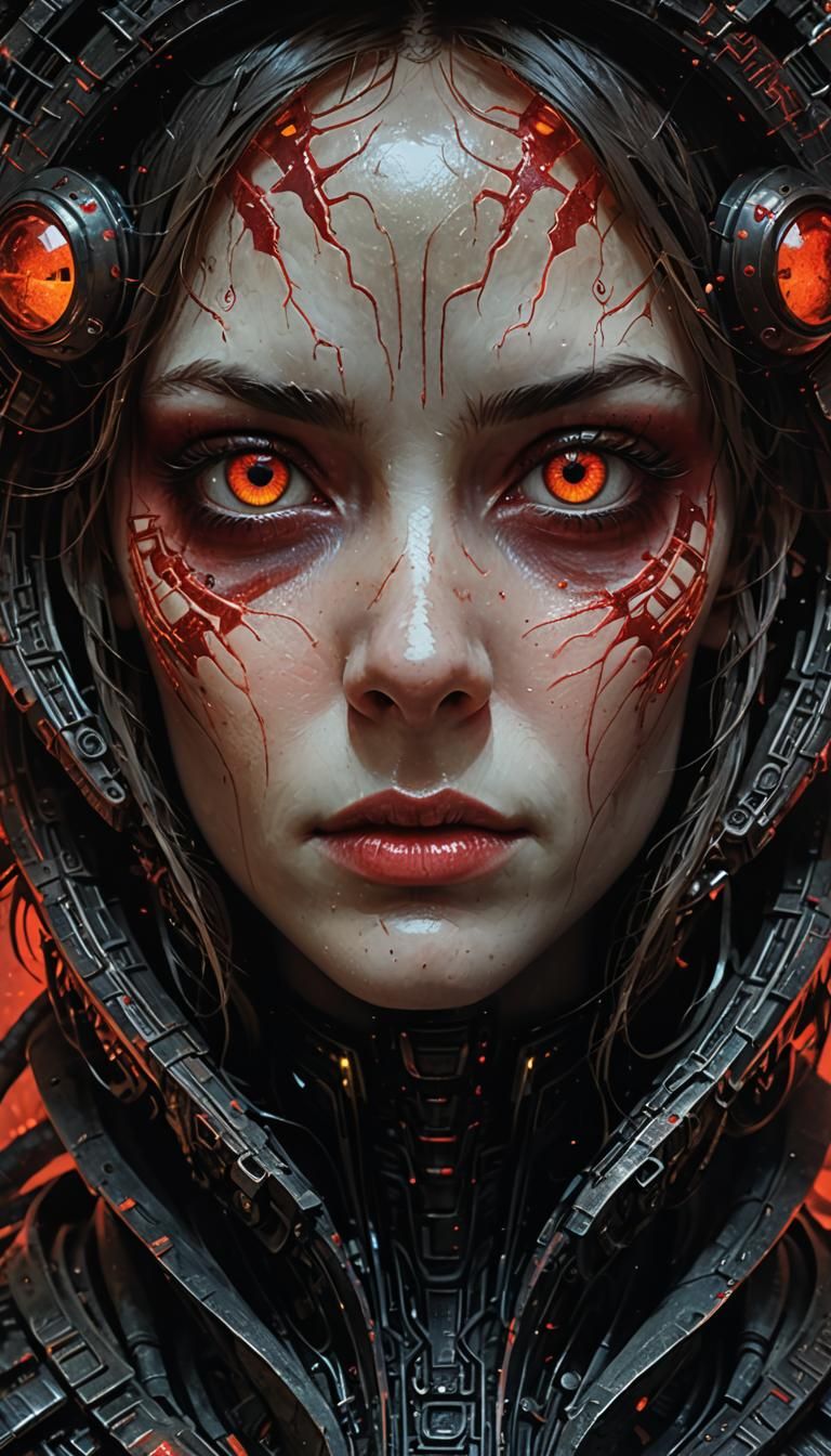Intricate Alien Eyes: A Labyrinth of Red