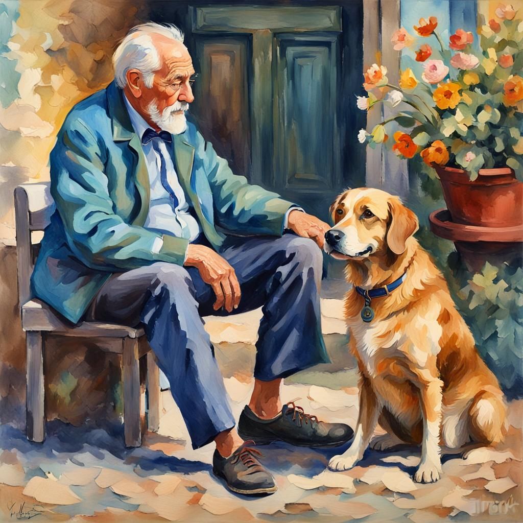 Old man with dog