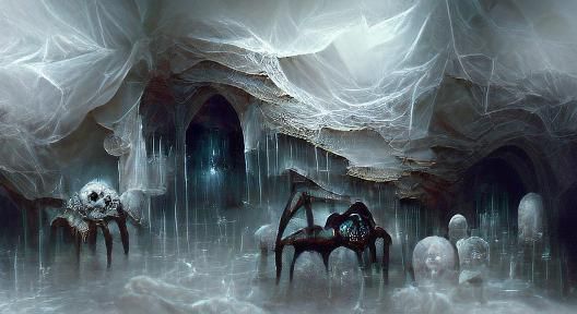 Lush Haunted Catacombs with Crystals in a Sinister Style