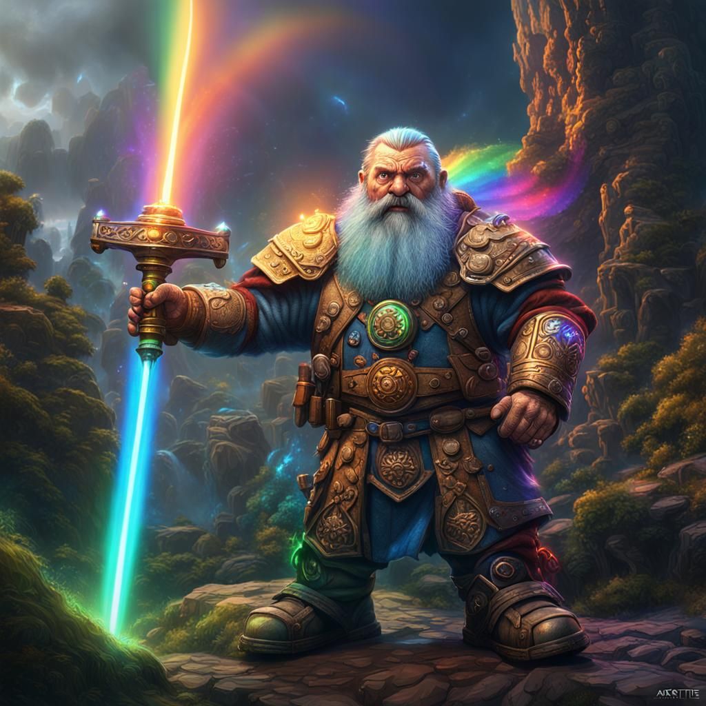 Dwarf Warrior with Rainbow Laser Cannon