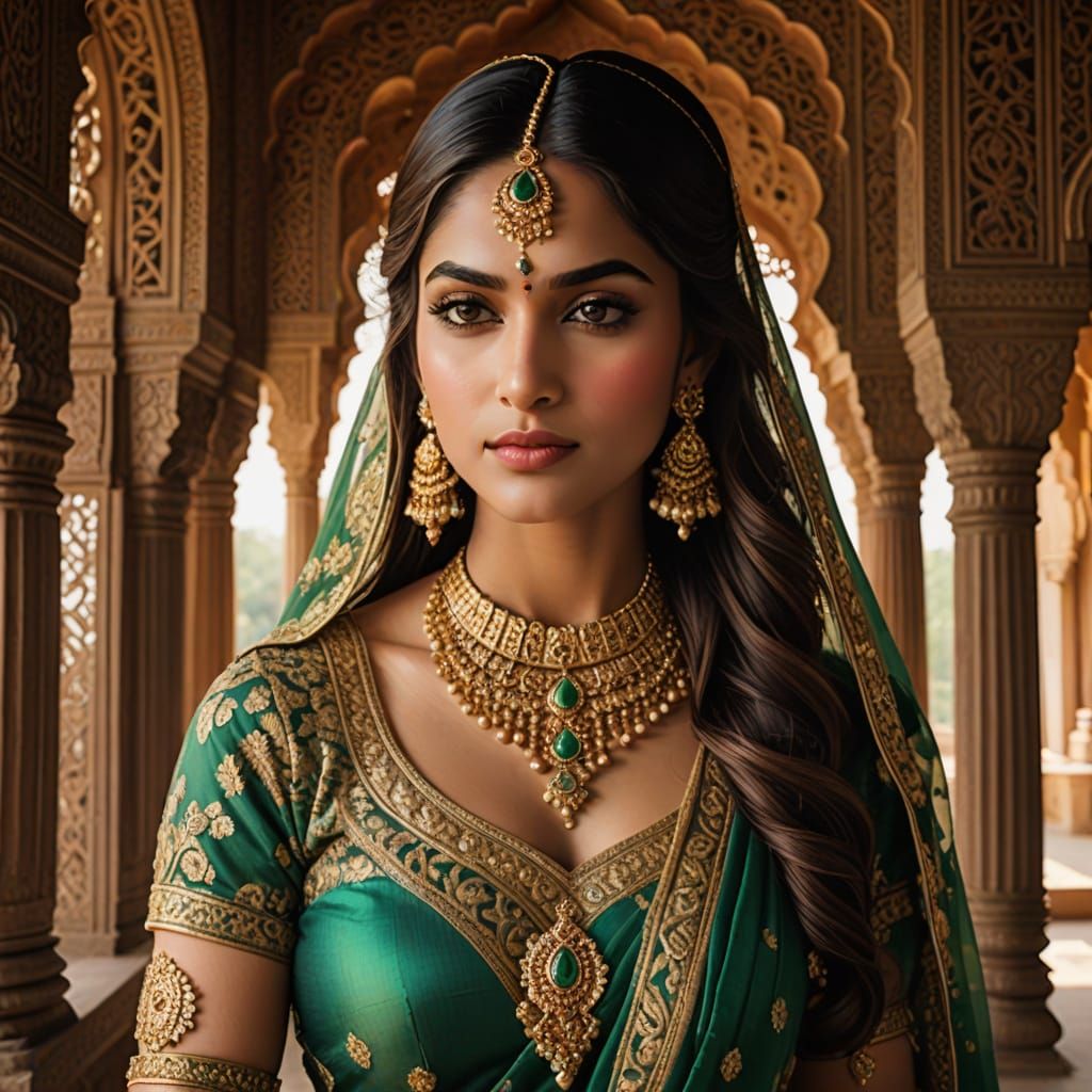 Regal Indian Princess in Mughal Palace