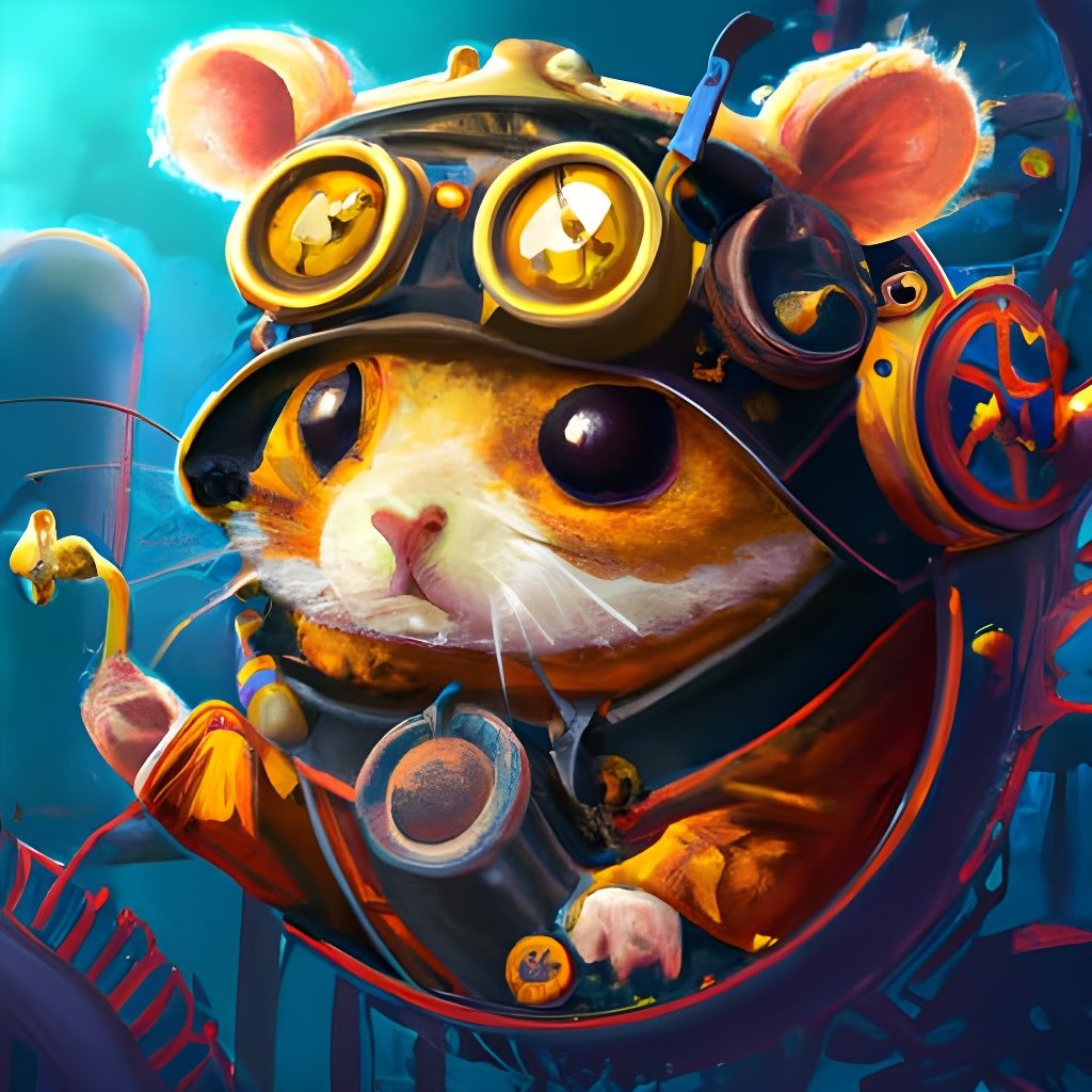 Chibi Steampunk Hamster Portrait in Digital Illustration