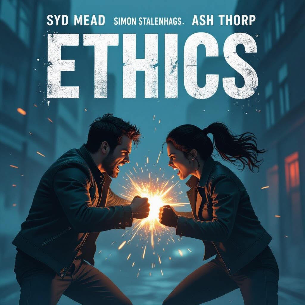 Dramatic Movie Poster Featuring Fight in Cyberpunk Style