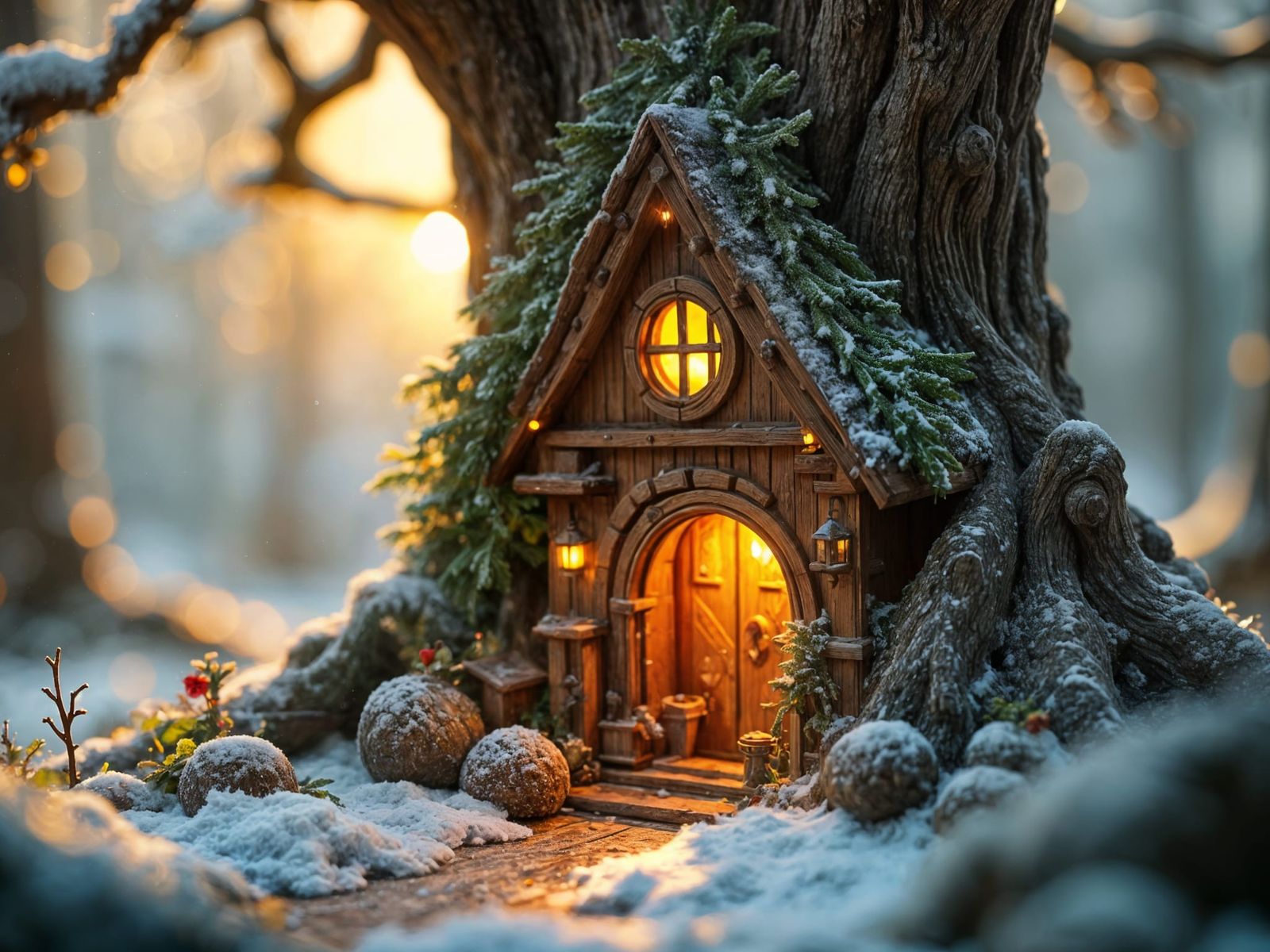 Cozy Elf Village in a Snowy Wonderland