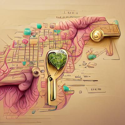 Fantasy Map with Golden Key Illustration