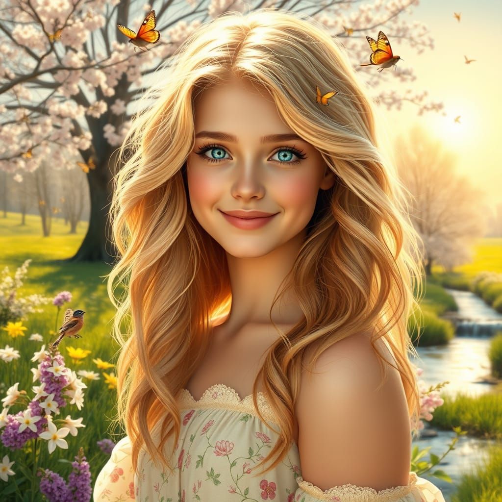 Spring Goddess in Golden Light