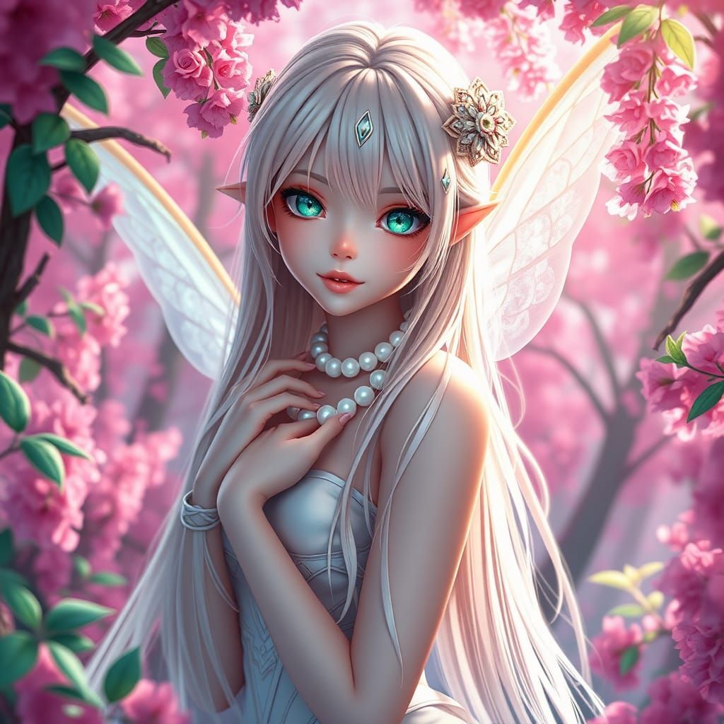 Elegant Fairy in Pink Forest: 3D Anime Art
