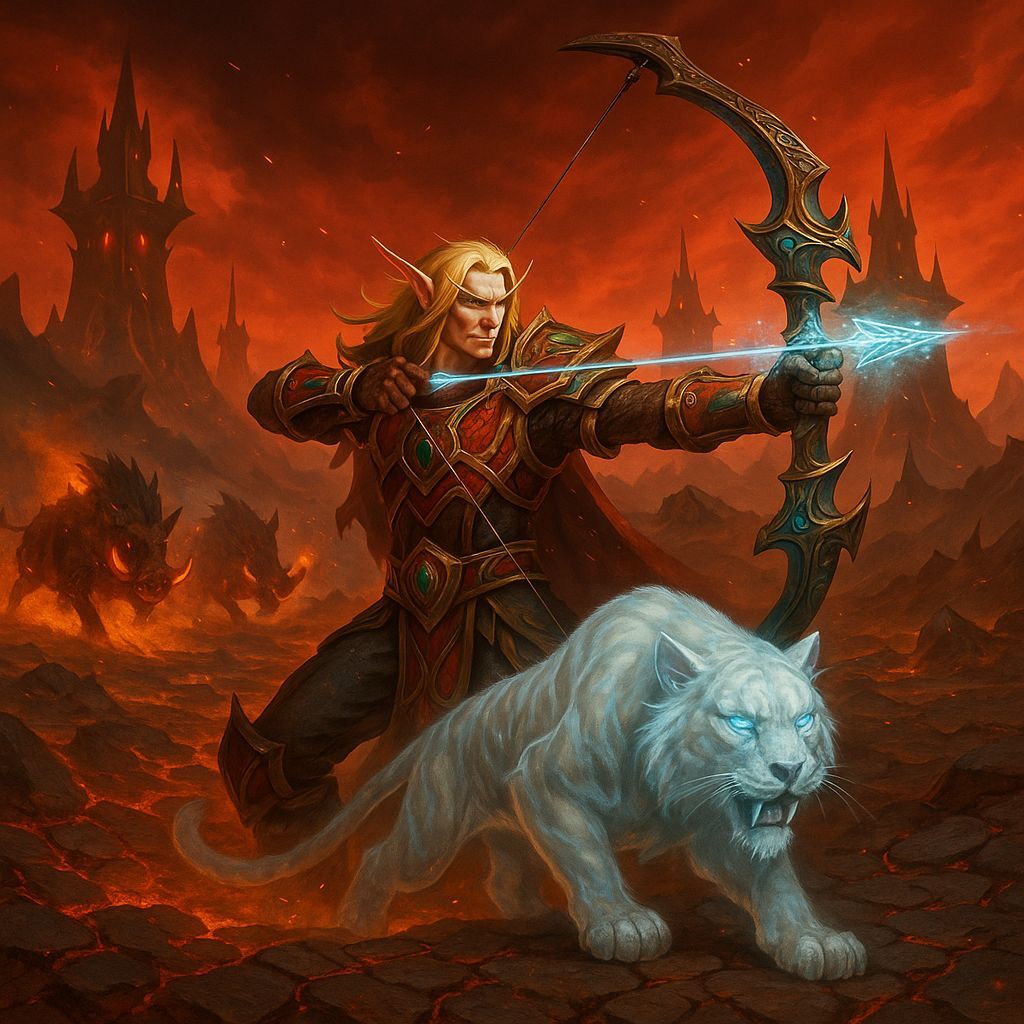 Blood Elf Hunter and Spectral Tiger Battle Hellboars