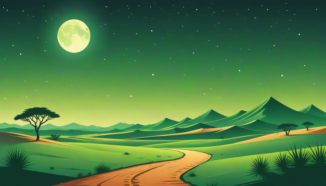 Midnight Desert Oasis in a Minimalist Green Palette