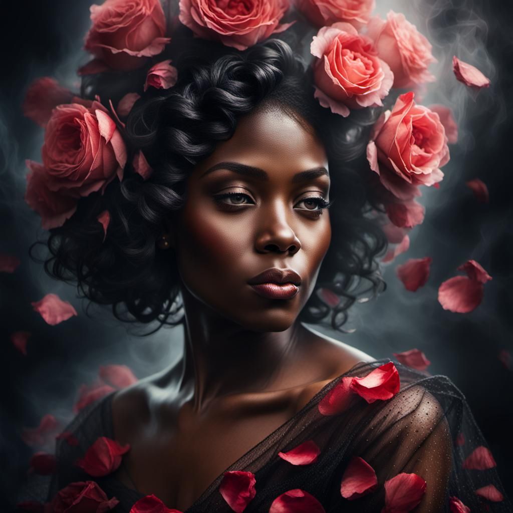 Ethereal Rose Goddess: Hyper-Realistic Digital Portrait