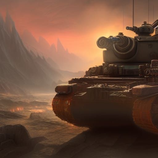 Detailed Tank Matte Painting in Deep Color