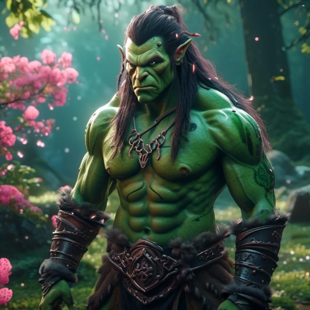 Handsome Half-Orc Man with Scars: Fantasy Art