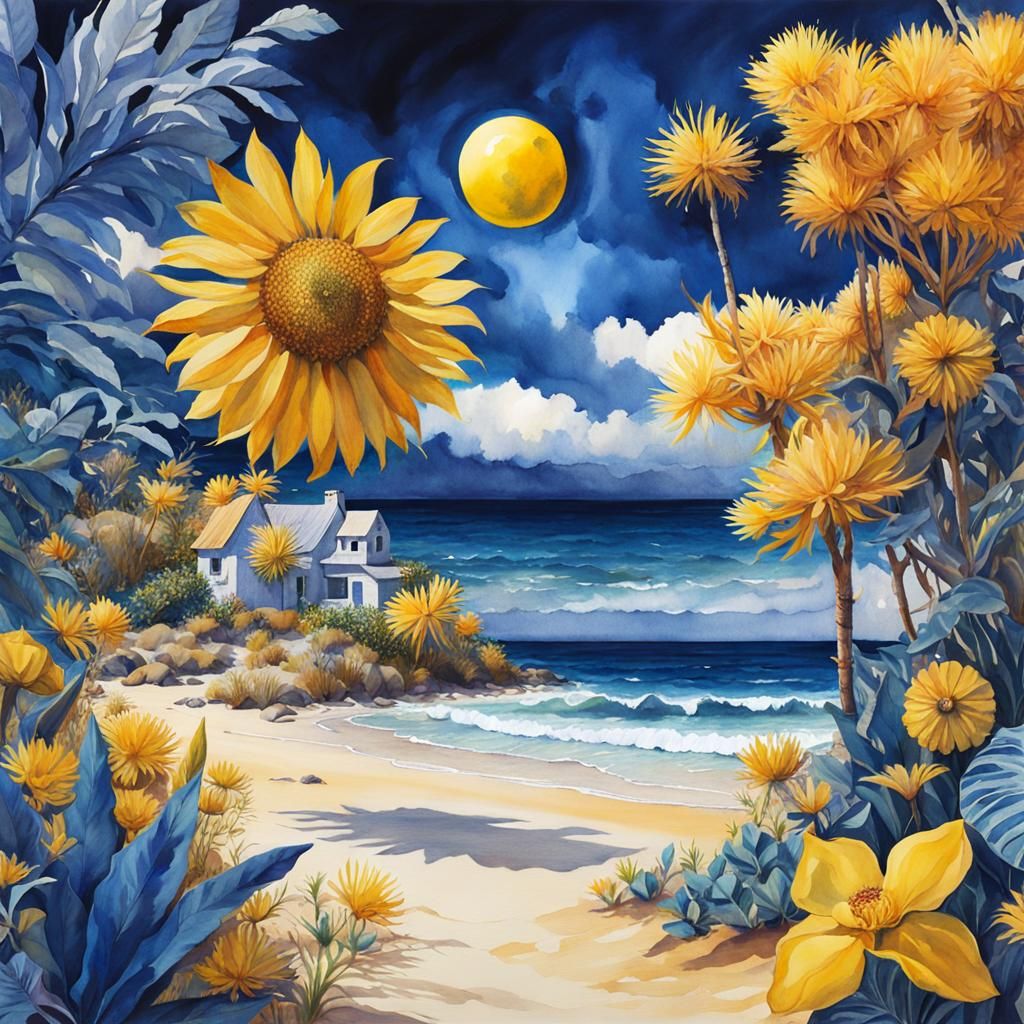 Vivid Watercolour Beach Illustration in Unreal Engine