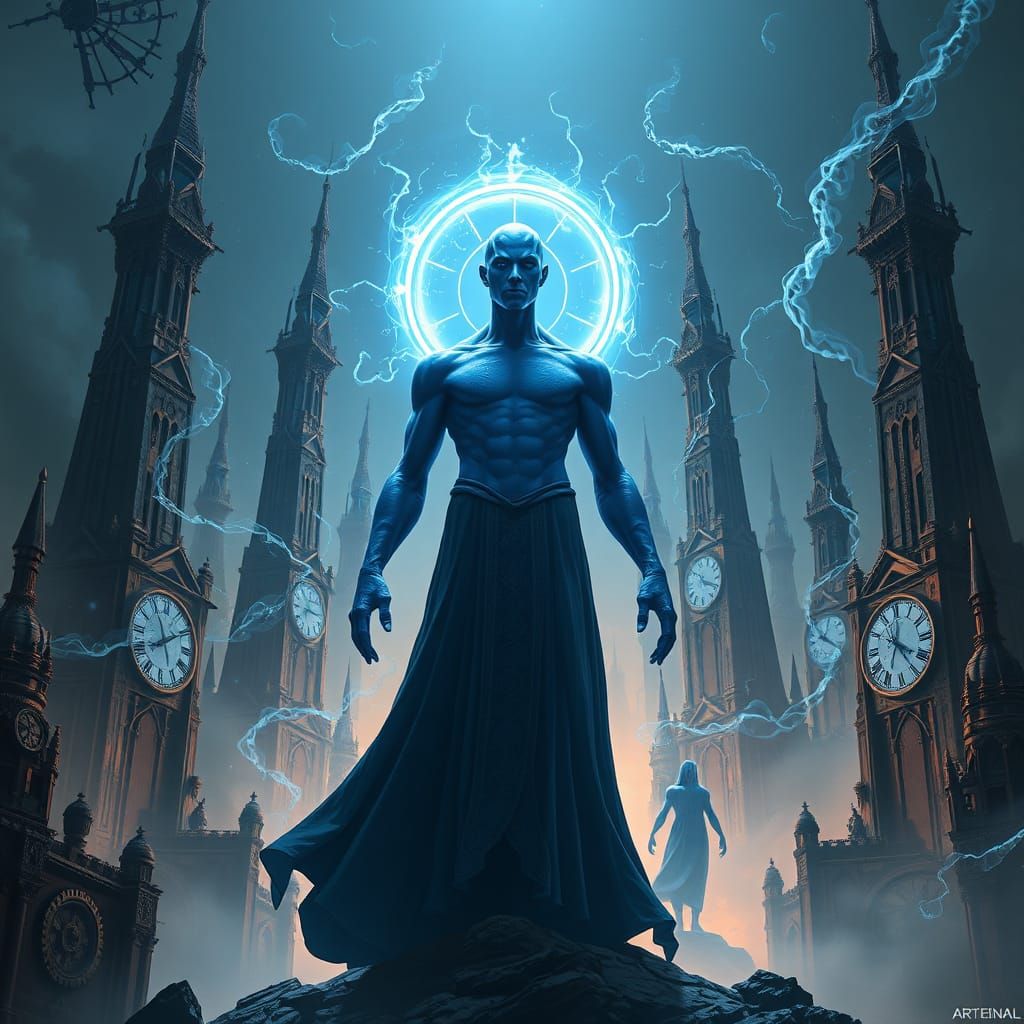 Doctor Manhattan in a Surreal Landscape